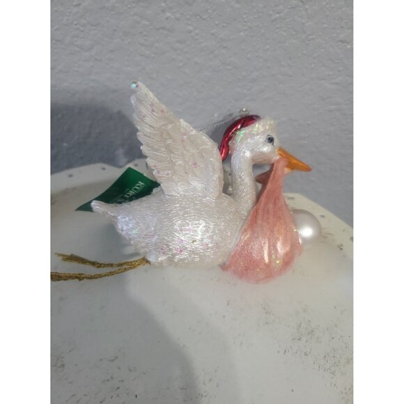 Kurt Adler Stork with Baby Ornament - Picture 3 of 3